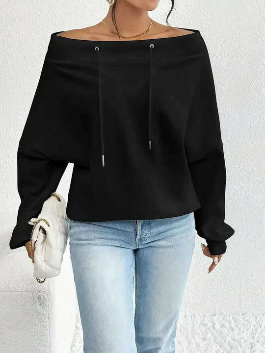 Women's Loose Casual Drawstring Off-the-shoulder Off-shoulder Top Meifu Market