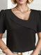 plus size blouse | loose fit shirt women | elegant short sleeve blouse | energy saving