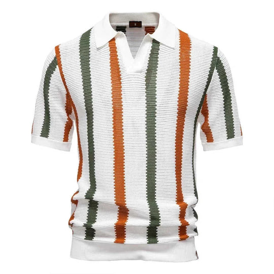 breathable hollow knit fabric | moisture-wicking polo shirt | slim-fit mens polo | energy saving