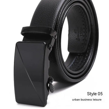 Men's Fashion Automatic Buckle Litchi Pattern Belt meifu market