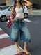 stretchable denim shorts | high-waisted denim shorts | distressed denim shorts | energy saving