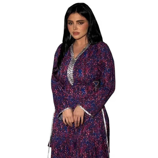 custom name arabic print dress | lightweight chiffon maxi dress | breathable summer evening dress | energy saving