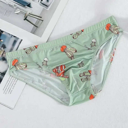 Men's Ice Silk Printed Briefs Breathable Seamless Underwear Meifu Market