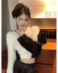 Women's Autumn And Winter V-neck Mink Fur Short Sweater