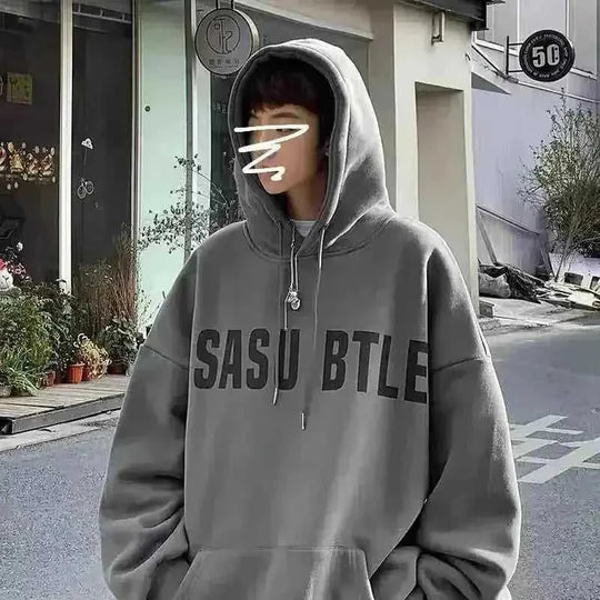 American Hooded Sweater Men's Plus Velvet Autumn And Winter Type Loose - Meifu Market