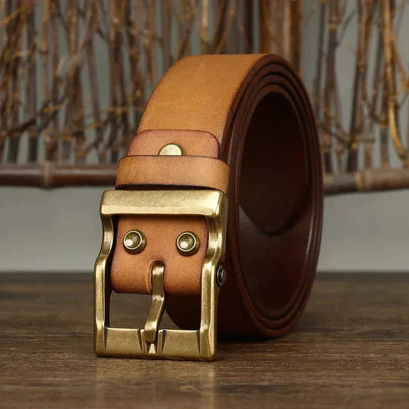 top-grain leather belt | brass buckle belt | vintage style belt | energy saving