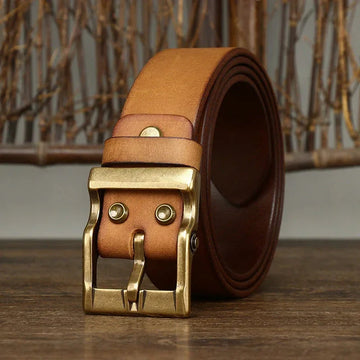 top-grain leather belt | brass buckle belt | vintage style belt | energy saving
