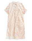 Women's Summer French Lazy Style Wave Stripes Shirt Dress
