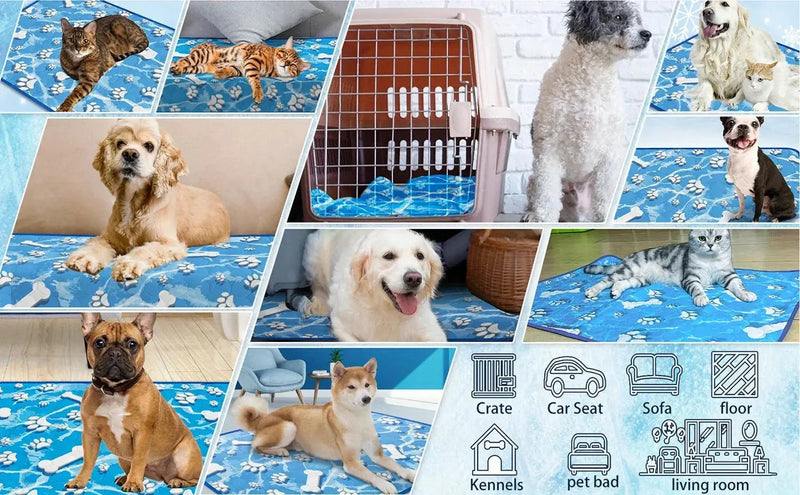 self cooling pet mat | washable cooling pad for dogs | ice silk dog cooling mat | energy saving