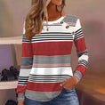 Casual Button Striped Long Sleeve Women's T-shirt Meifu Market