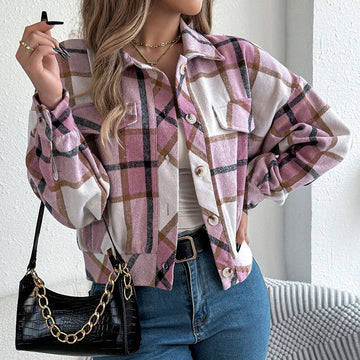 Womens Button Down Shirts Jacket Long Sleeve Plaid Shackets Business Casual Blouse Top Meifu Market