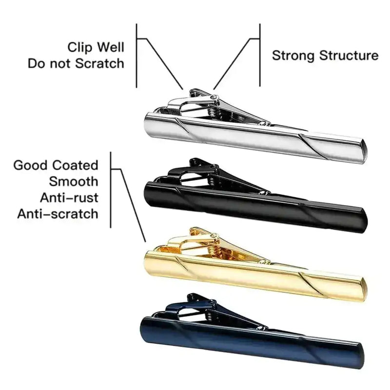 stainless-steel tie clip | gold metal tie bar | crystal tie pin for men | energy saving