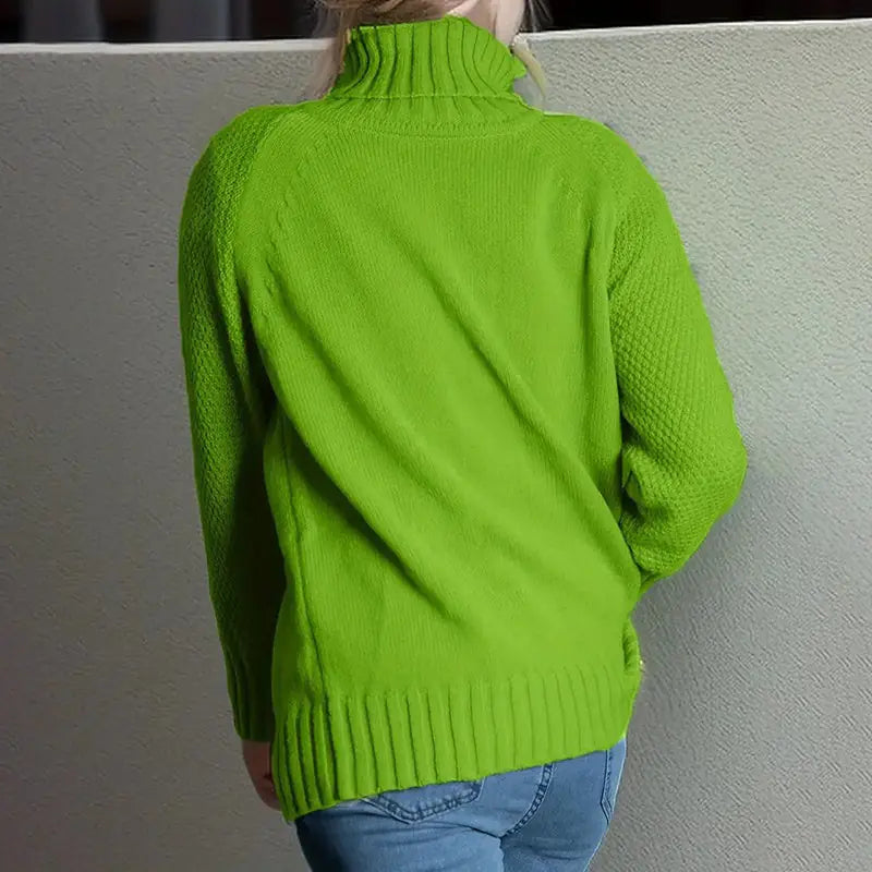 Loose Fit Mock Turtleneck Sweater For Women, 2025 Fall Trendy Long Sleeve Knit Pullover Tops Meifu Market