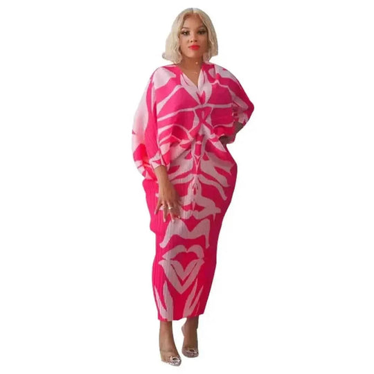 v-neck batwing sleeve dress | floral print maxi dress | chiffon material summer dress | ultrasonic cleaning
