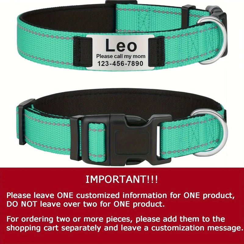 reflective dog collar | adjustable neoprene collar | padded breathable nylon collar | energy saving