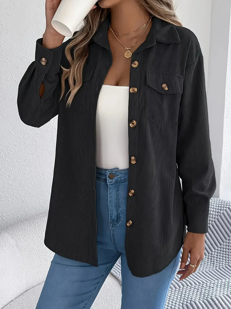 European And American Corduroy Striped Mid-length Coat Shirt Meifu Market