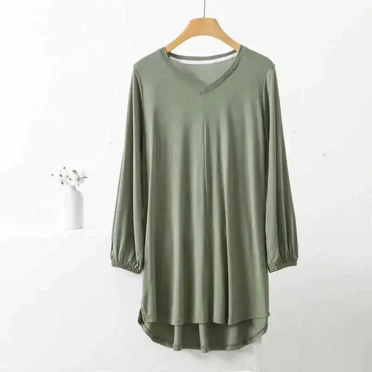 modal fabric pajamas | plus size loose fit sleepwear | long sleeve nightwear for women | energy saving