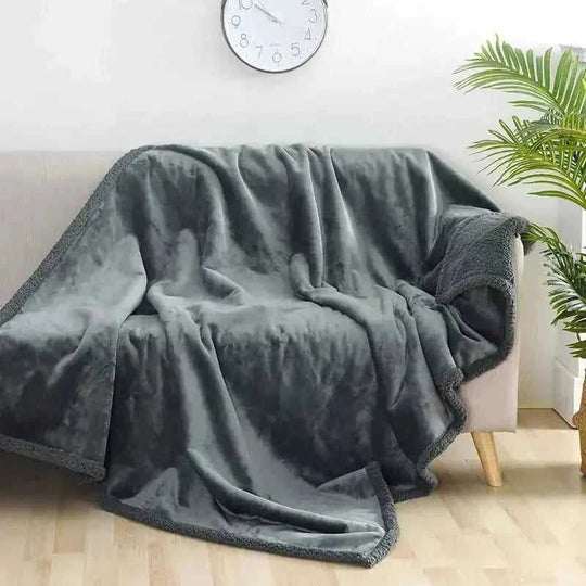 heavyweight flannel pet blanket | sherpa lined dog bed cover | reversible dog blanket for crate | energy saving