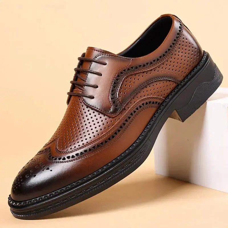 Hollow Leather Shoes Men's Business Formal Wear Casual Meifu Market