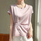 Crew-neck Simple All-match Drawstring Short-length Short-sleeve T-shirt M - size and dimension reference