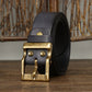 Retro Washed Matte Top-grain Leather Brass Buckle Belt meifu market