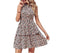 backless summer dress | boho printed halter dress | ruffle trim beach dress | energy saving