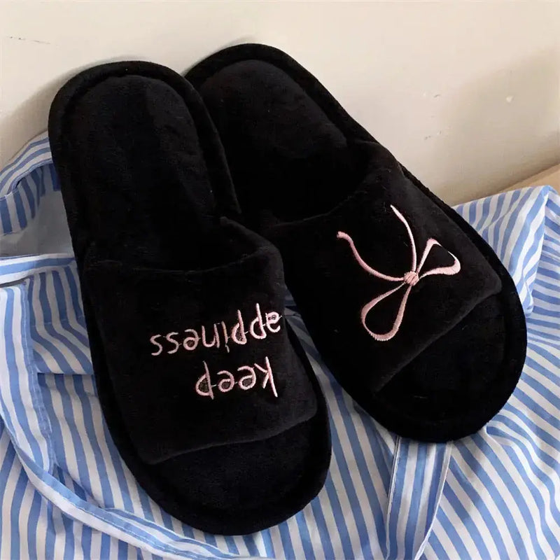 New Creative English Letters Ins Style Word Soft Flat Bottom Ladies Cotton Slippers Meifu Market