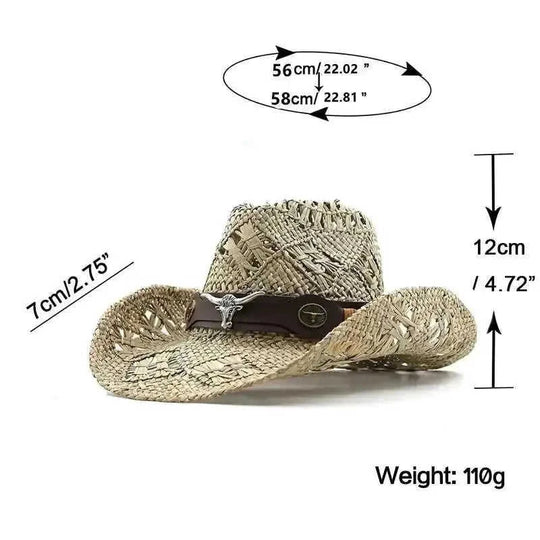 hand-woven natural grass hat | adjustable leather hatband | wide-brim sun protection hat | energy saving