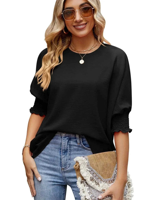 stretch cotton fabric | oversized fit t-shirt | elastic cuff sleeves | ultrasonic cleaning