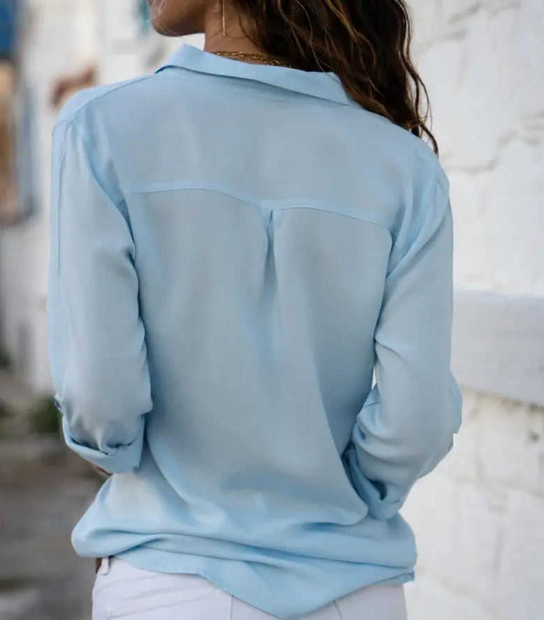 Long sleeve ladies lapel button shirt Meifu Market