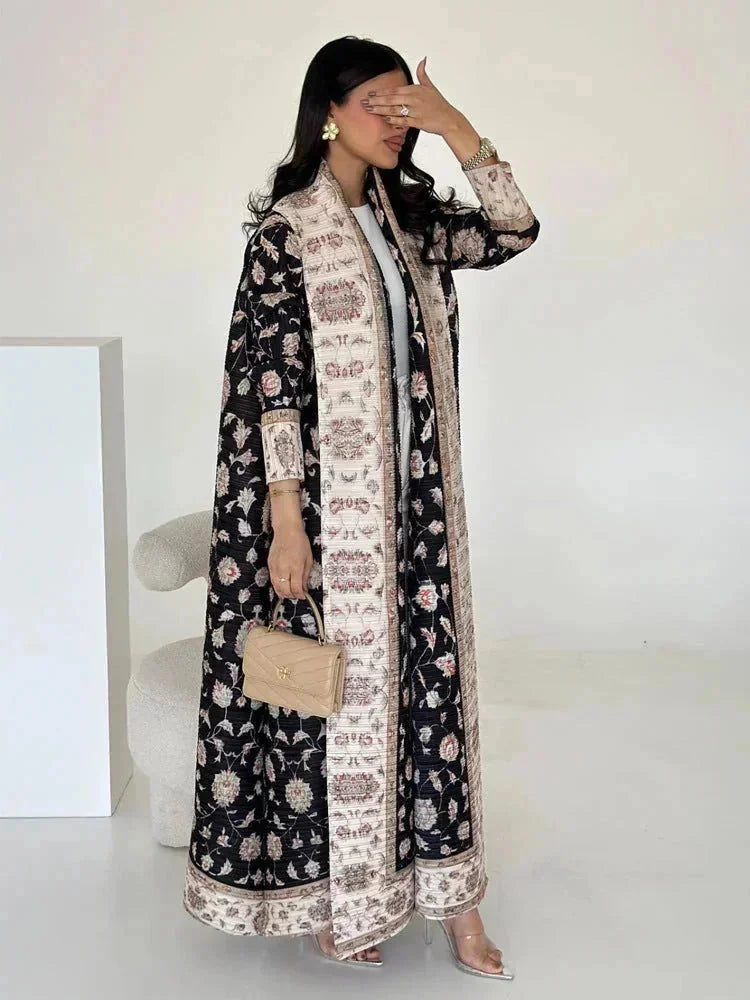 plus-size abaya robe | long cardigan coat | breathable cotton fabric | ultrasonic cleaning