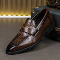 Large Size Men's Slip-on Pointed Leather Shoes Formal Wear Business Casual Meifu Market