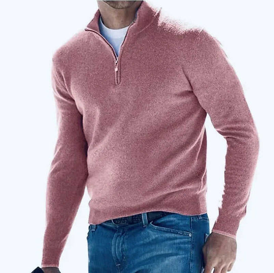 Men's Fashion Casual Long Sleeve V-neck Cashmere Zipper Top XS - available style options