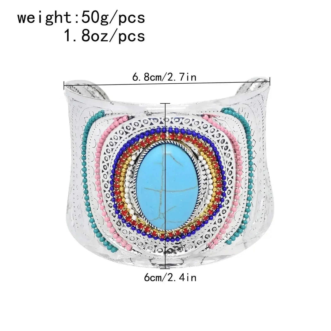 elastic turquoise bracelet | adjustable boho bangle | vintage tribal jewelry | energy saving