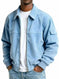 Men's Retro Corduroy Jacket - Casual Long Sleeve Pocket Coat Navy Blue - size and dimension reference