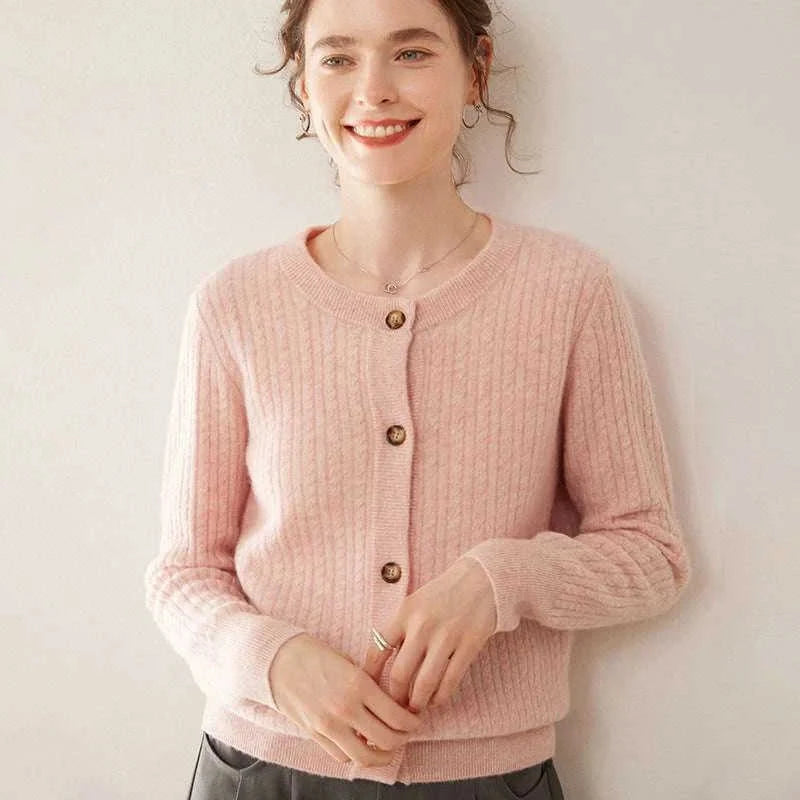 soft cashmere sweater | round neck cardigan | knitted sweater coat | ultrasonic cleaning