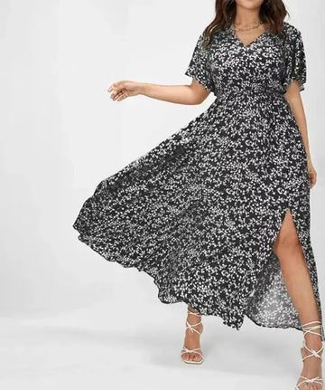 European And American Ladies Bohemian Style Floral Tight Waist Dress