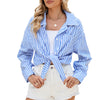 Fashion Striped Long Sleeve Shirt With Pockets Casual Loose Single-breasted Button Top Women Clothing Meifu Market