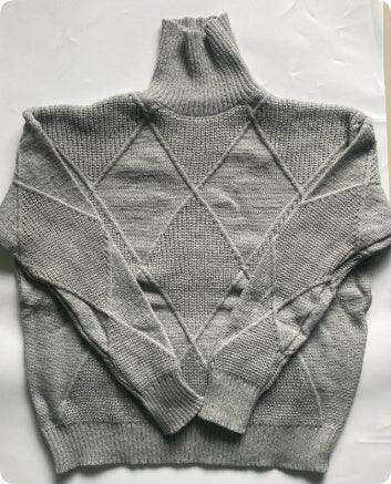 Women's Turtleneck Three-dimensional Rhombus Sweater Meifu Market