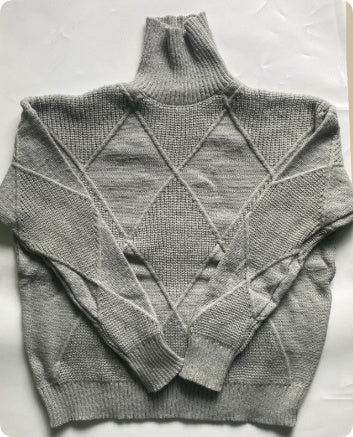 Women's Turtleneck Three-dimensional Rhombus Sweater Meifu Market