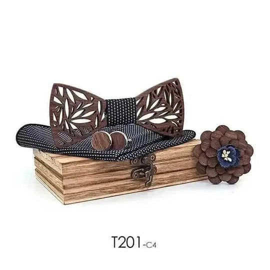 hollow carved wooden bow tie | plaid handkerchief set for men | novelty men ties gift set | ultrasonic cleaning