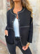 Women's Striped Button Cardigan Cropped Sweater Long Sleeve Meifu Market