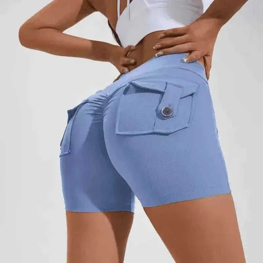high-waisted compression shorts | quick-dry nylon fabric | 4-way stretch material | energy saving