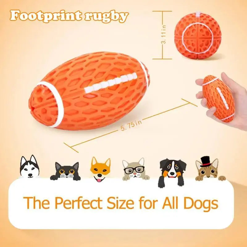 Dog Rubber Chew-resistant Interactive Squeaky Football Toy Meifu Market