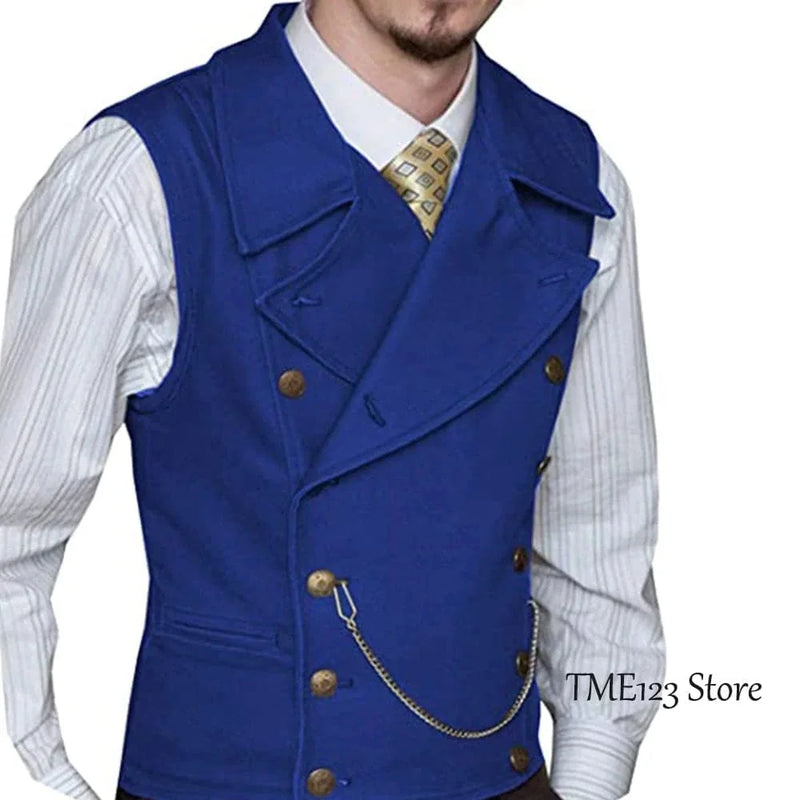 victorian double-breasted vest | woolen suit vest for men | three-piece suit accessory | ultrasonic cleaning