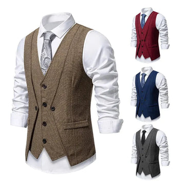 European And American Style Retro Vest Man Host Formal Dress Fake Two-pieces Coats