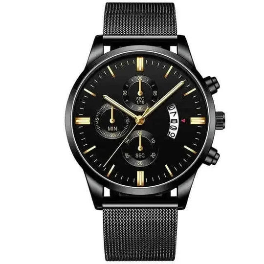 stainless-steel mesh band | 40mm case diameter | sapphire crystal glass | energy saving