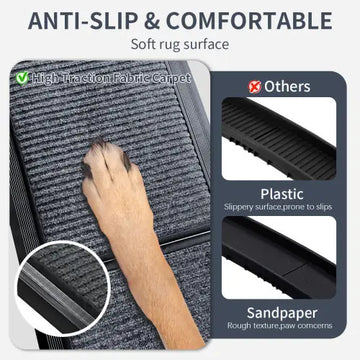 Dog Ramp For Car, 63 Long 17 Wide Folding Portable Pet Stair Ramp With Non-Slip Rug Surface, Extra Wide Dog Steps For Medium & Large Dogs Up To 250LBS Enter A Car, SUV Truck