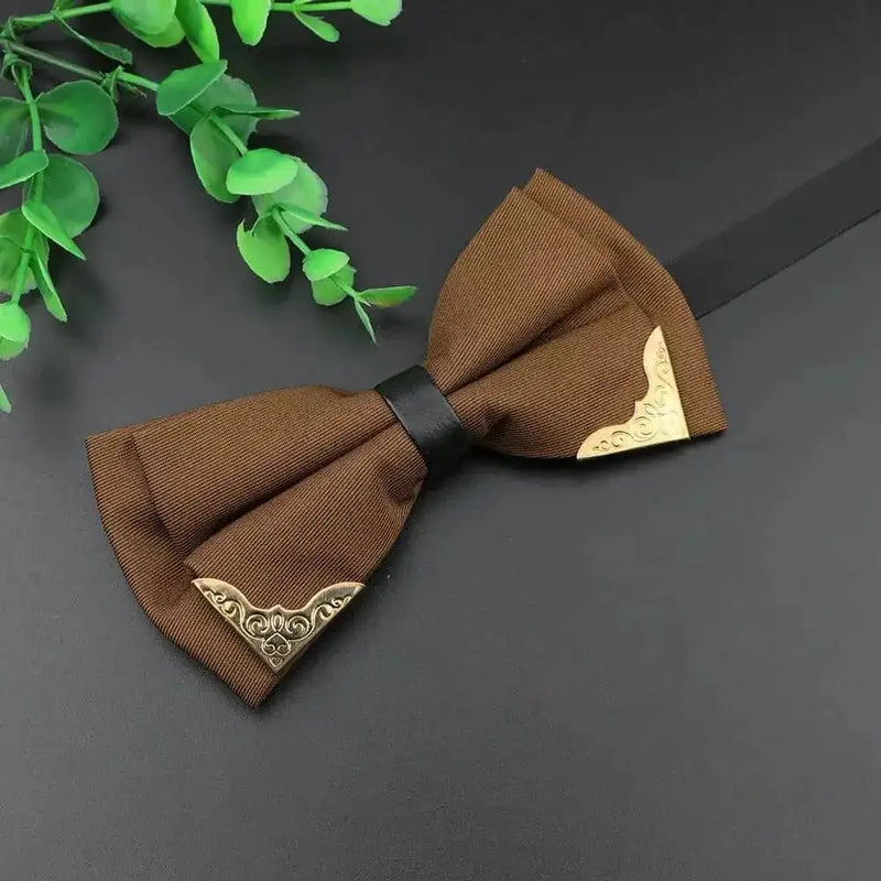 metal bow tie for men | double layer polyester bowtie | adjustable neck strap bow tie | energy saving