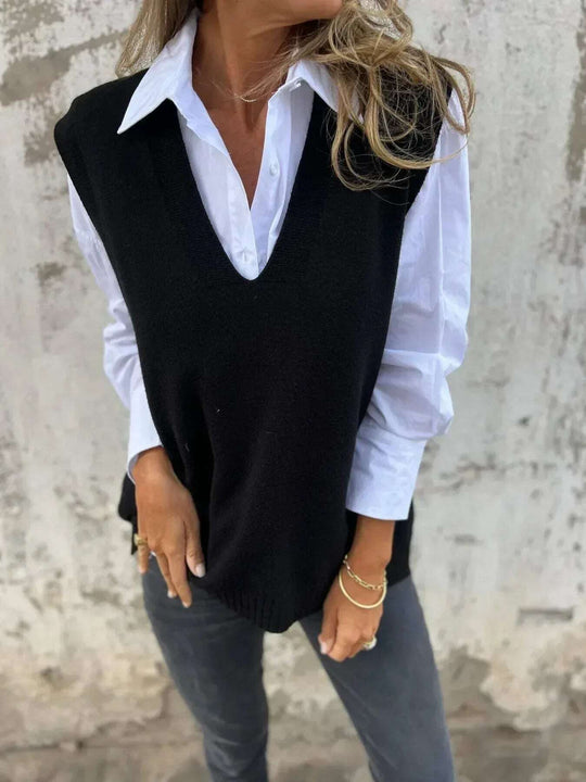 Women's V-neck Knitted Sweater Vest Meifu Market